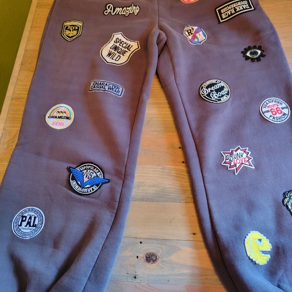 Jade by Jane Highwaisted Patches Fleece Jogger, Charcoal, Large - Picture 3 of 3